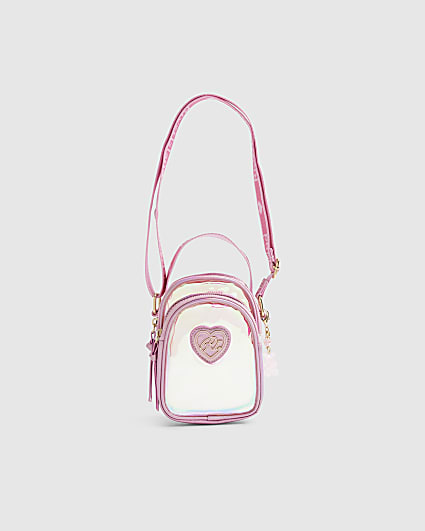 Girls Pink Holographic Jelly Cross Body Bag