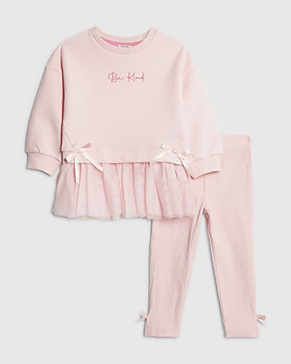Mini Girls Pink Tulle Hybrid Sweatshirt Set