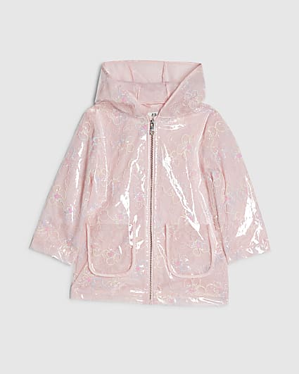 Mini Girls Pink Floral Raincoat