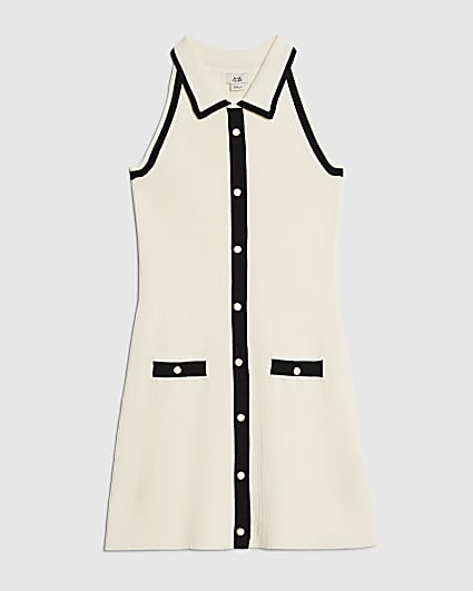 Girls Cream Halter Polo Dress