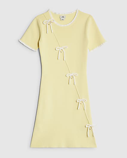 Girls Yellow Heart Charm Bow Dress