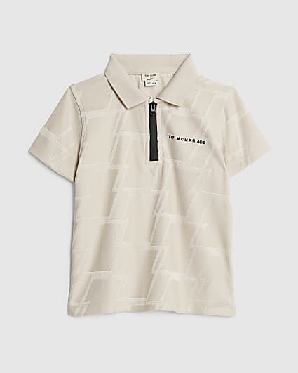 Mini Boys Beige Embroidered MCMXI Polo Shirt