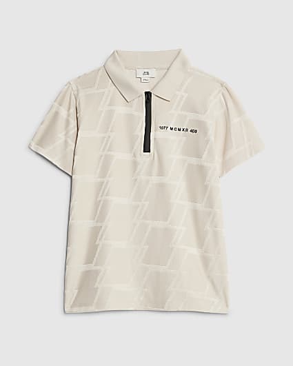 Boys Beige Embroidered MCMXI Polo Shirt