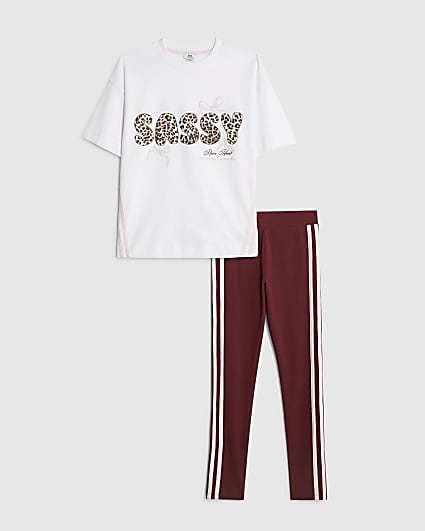 Girls White Sassy Leopard T-Shirt Set