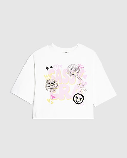 Girls White Smile Sassy Era T-Shirt
