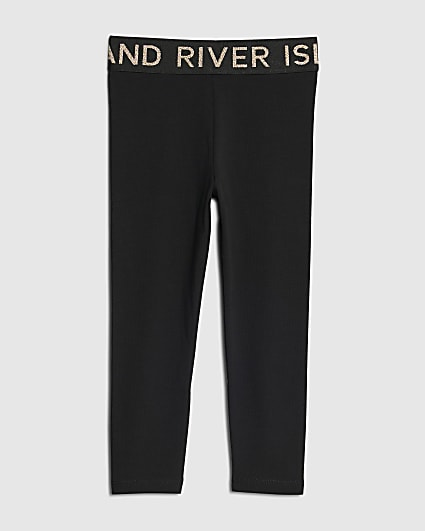 Mini Girls Black RI Lurex Leggings