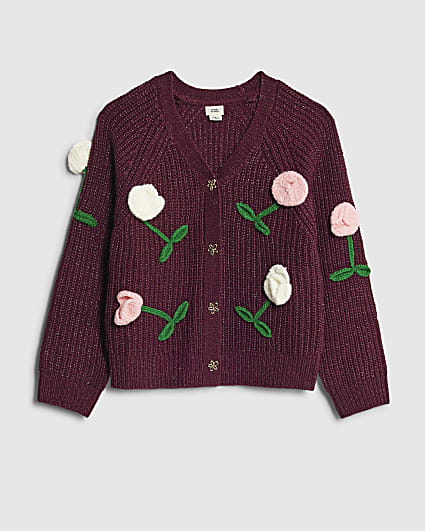Girls Red Tulip Cardigan