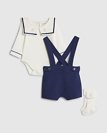 Baby Boys Navy Sailor Collar Short Set