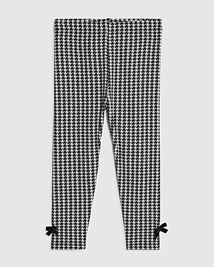 Mini Girls Black Dogtooth Leggings