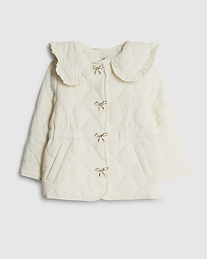 Mini Girls Cream Collar Jacket