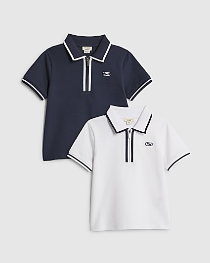Mini Boys White Pack Of 2 Polo Shirt