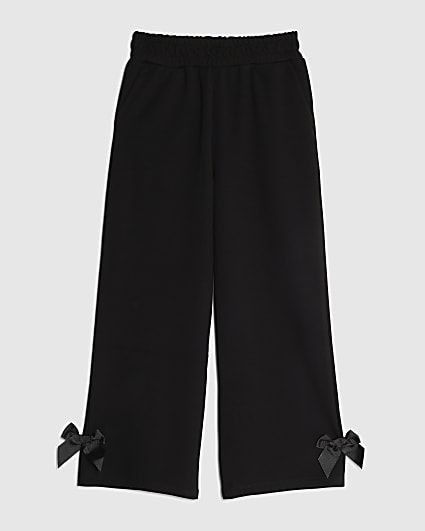 Girls Black Wide Leg Trousers