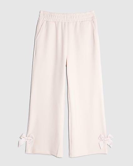 Girls Pink Wide Leg Bow Trousers