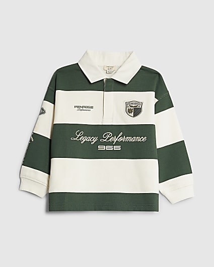 Mini Boys Green Stripe Sports Sweatshirt
