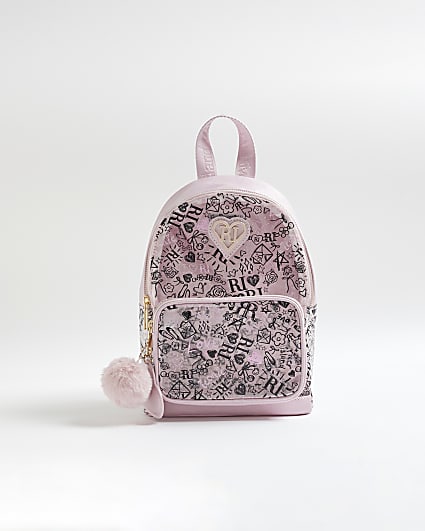 Girls Pink Graffiti Backpack
