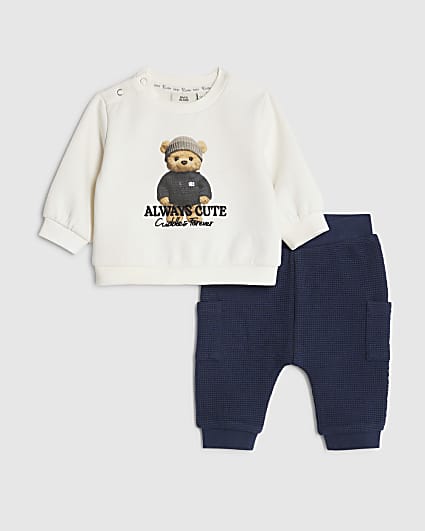 Baby Boys Cream Photographic Bear Set