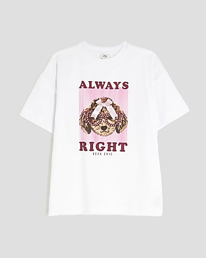 Girls White Always Right Poodle T-Shirt