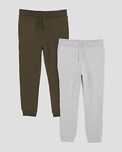 Boys Khaki and Grey Pack Of 2 Cuffed Joggers