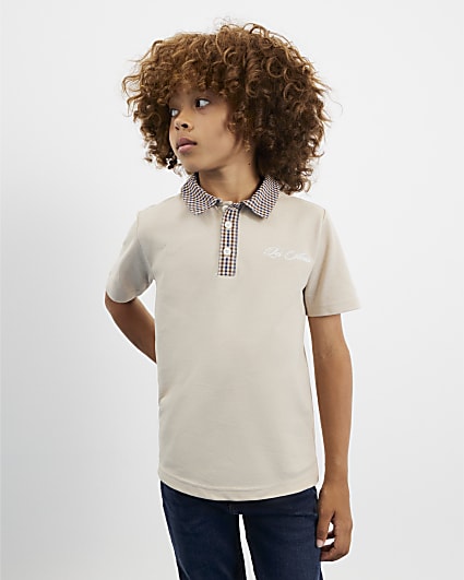 Mini Boys Beige Check Shirt