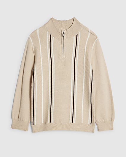 Mini Boys Beige Funnel Neck Top
