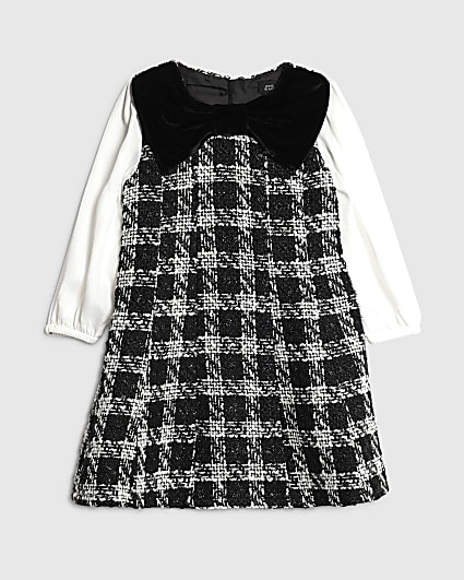 Mini Girl Black Velvet Bow Boucle Dress