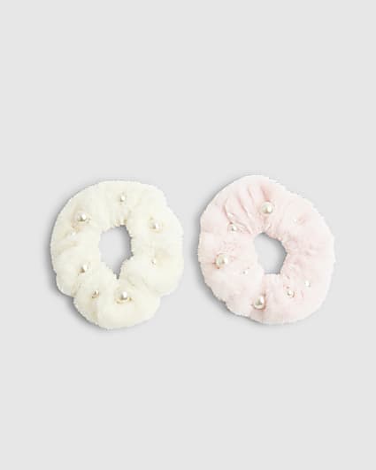 Fluffy Pearl Scrunchie Pack Of 2