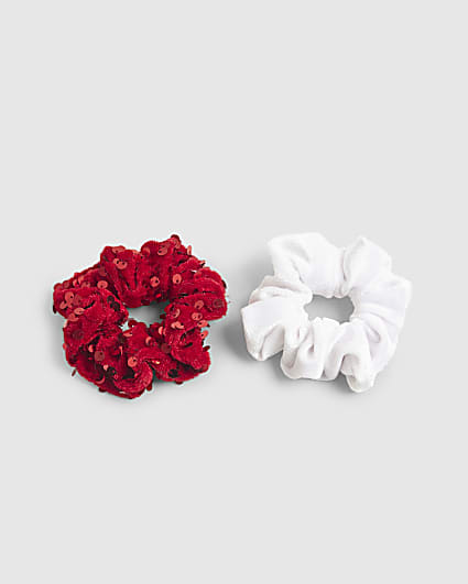 Girls Red Sequin Pack Of 2 Scrunchies