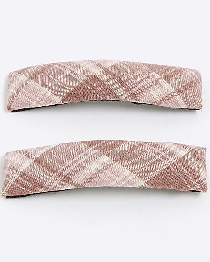 Girls Pink Tartan Clips