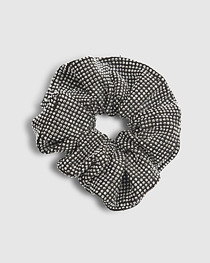Girls Black Rhinestone Scrunchie