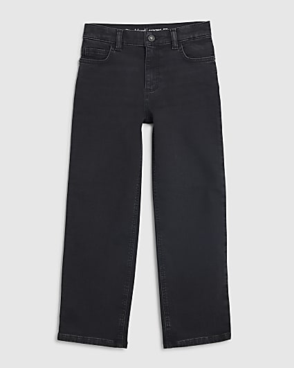 Boys Black Washed Straight Jeans