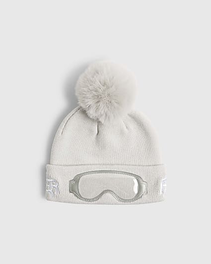 Mini Boys Grey Goggle Beanie Hat