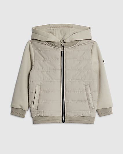 Mini Boys Beige Hooded Hybrid Jacket