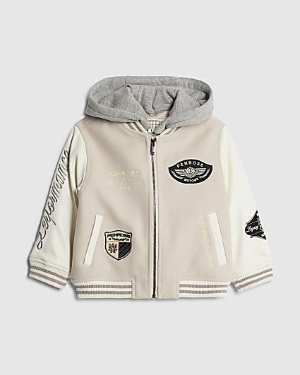 Mini Boys Beige Penrose Badge Bomber Jacket