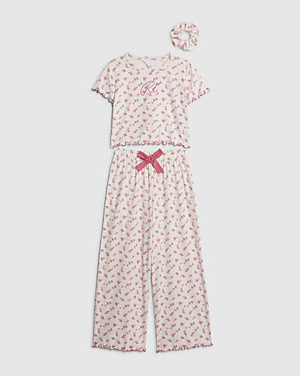 Girls Pink Rosebud Monogram Pyjamas Set