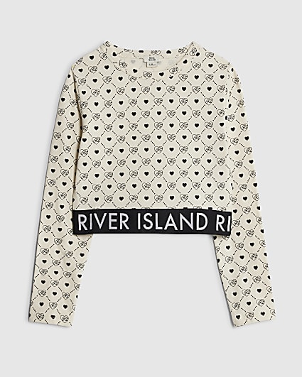 Girls Cream RI Monogram Top