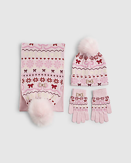 Girls Pink Fairisle Bundle Of 3