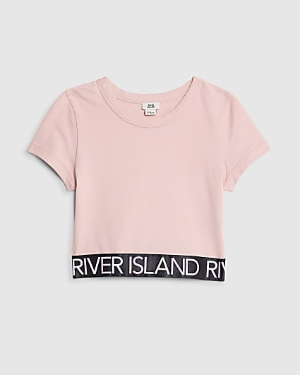 Girls Pink Glitter RI Waistband T-Shirt
