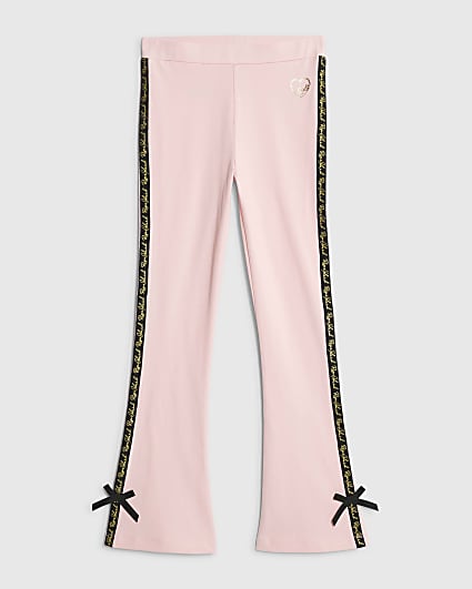 Girls Pink RI Flared Bow Leggings