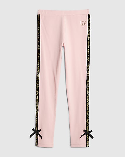 Girls Pink RI Bow Leggings