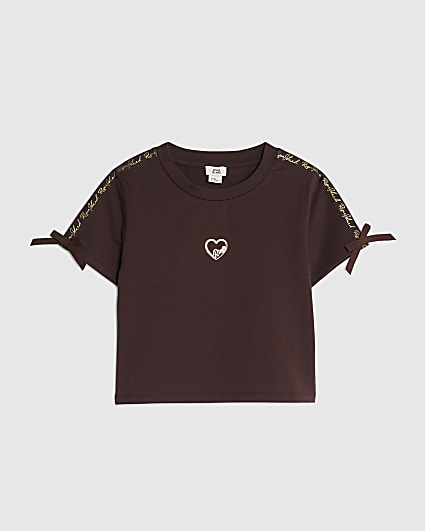 Girls Brown Bow RI T-Shirt