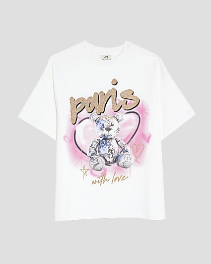 Girls White Bear T-Shirt