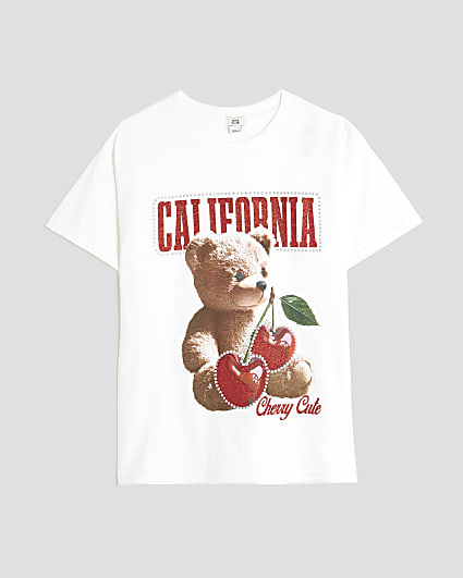 Girls White California Bear T-shirt