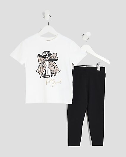 Mini Girls White Perfume T-Shirt Set