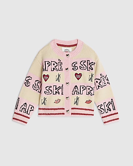 Nephthys Mini Girls Pink Apres Ski Cardigan