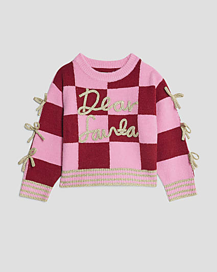Nephthys Mini Girls Pink Dear Santa Jumper