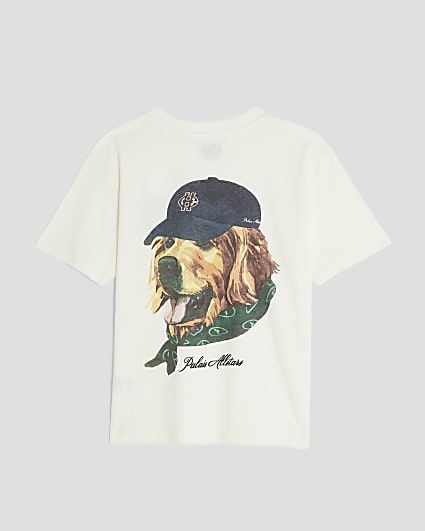 Boys White Dog Portrait T-shirt