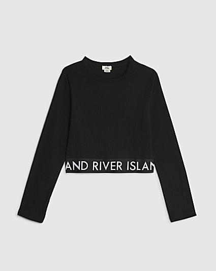 Girls Black Ribbed Top