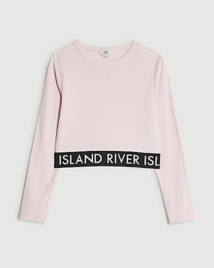Girls Pink Ribbed RI Waistband Top