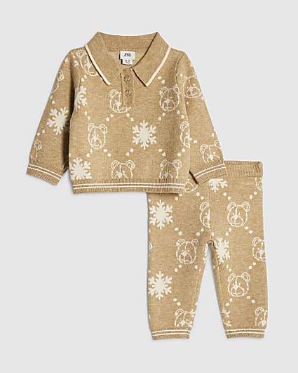 Baby Boys Cream Snowflake Bear RI Jumper Set