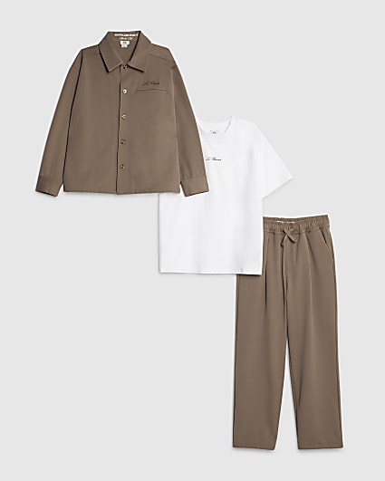 Boys Stone Tailored Shirt 3 Piece Set